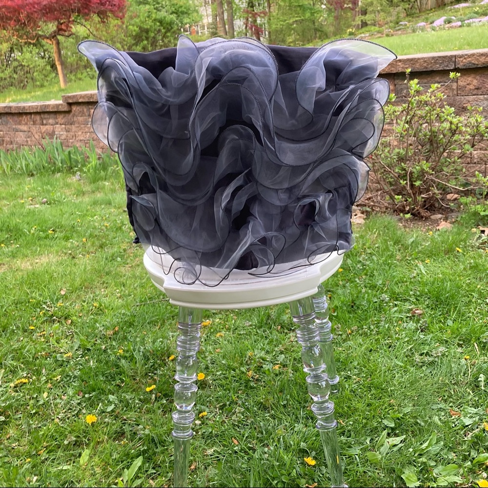 2 Silver ruffle chair covers